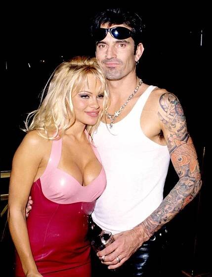 Pamela Anderson and Tommy Lee at Hard Rock Hotel & Casino Las Vegas Grand Opening Party Hosted by Peter Morton