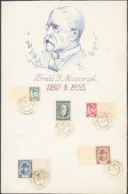 1A268 Příležitostný tisk T.G. Masaryk 1850-1935, razítko + známky