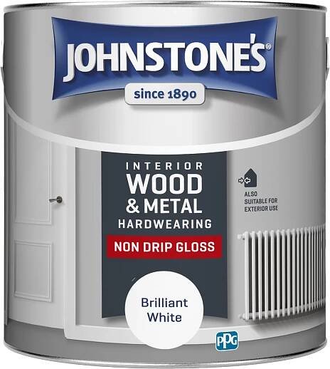 Johnstone's 306535 2.5 Litre Non Drip Gloss Paint - Brilliant White