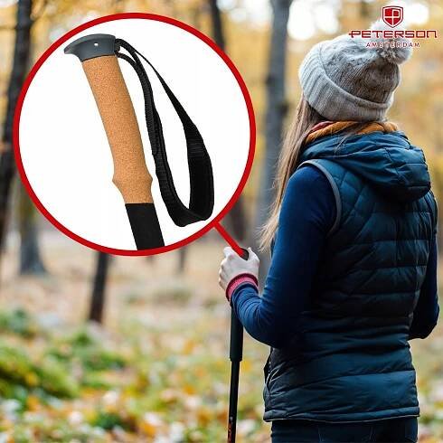 Trekové hole nordic walking skládací, nastavitelné, lehké PETERSON Kód výrobce PTN KNW-02-8528 BLAC-PARA-ZESTAW