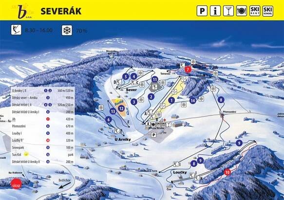 Hrabětice - Severák - sjezdovky a sníh