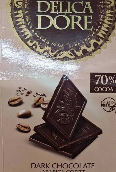 Dark chocolate 70% cocoa Arabica Coffee Delica Dore