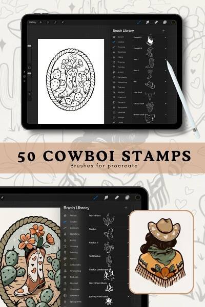 COWBOI Procreate Stamp Brush Set