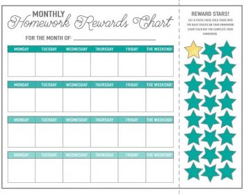 Printable Homework Reward Charts for Kids