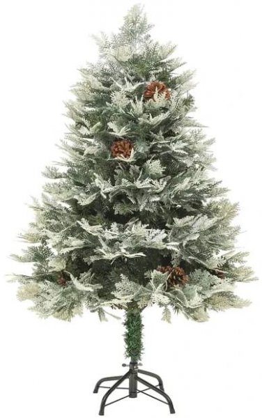 Vánoční stromek s LED a borovými šiškami zelený 120 cm PVC a PE