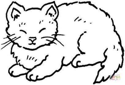Líná kočka omalovánka | Omalovánky k Vytisknutí Zdarma