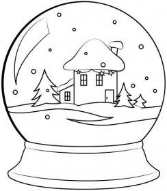 Šablona pro tisk vánoční sněhové koule Vystřihovánky