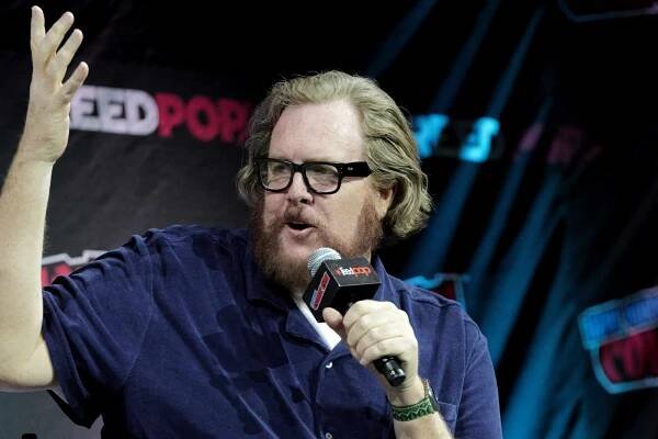 Steve Agee speaks at the DC Studios Creature Commandos panel during New York Comic Con 2024 at The Jacob K. Javits Convention Center on October 19, 2024 in New York City.