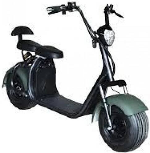 Elektrická koloběžka EcoWheel GR7 12Ah 1000W - zelená matná (CHOPPER 1000W, double seat)