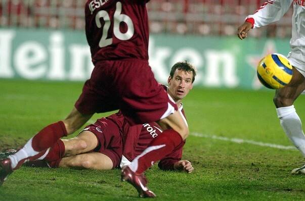 Obránce Adam Petrouš při utkání Ligy mistrů Sparta - Thun 0:0