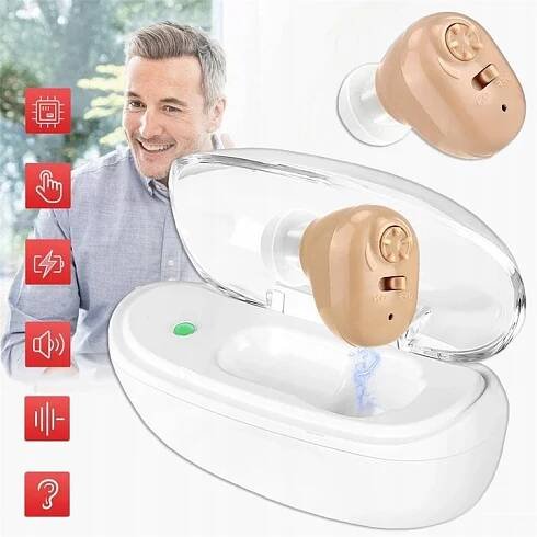 SLUCHADLO MINI ZESILOVAČ ZVUKU PRO SENIORY S NABÍJEČKOU POUZDRO