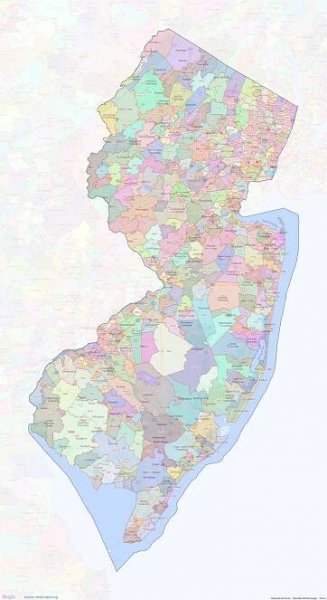 New Jersey ZIP Codes Map thumbnail