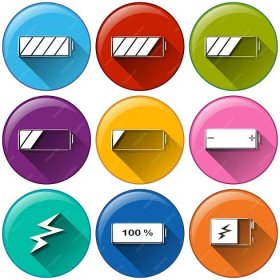 Free vector round icons with batteries charging