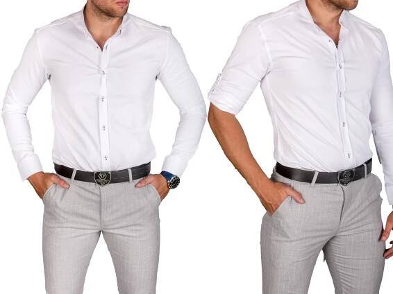 Bílá pánská košile se stojáčkem Slim Fit Návštěvnická sportovní img-019 vel M