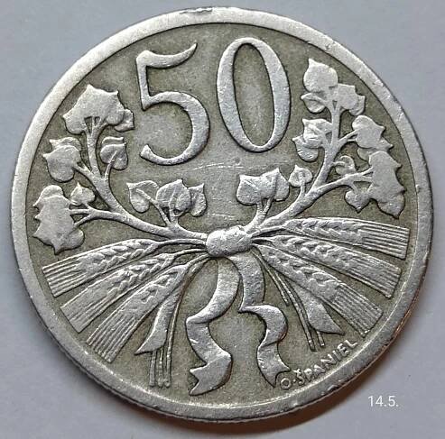 Mince 50 haléřů 1922 Československo