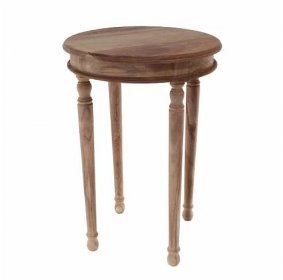 Vysoký dřevěný kulatý stolek masiv teak solitaire natur
