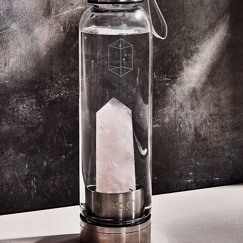 Testing the Glacce Bottle With a Big Chunk of Rose Quartz in the Middle