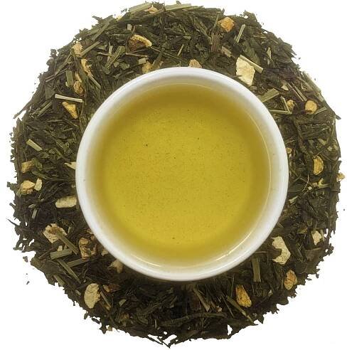 Lemon Ginger Sencha Loose Leaf Green Wellness Tea