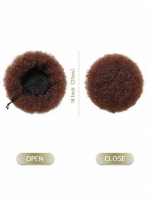 Elegant Brown Afro Curly Hair Buns Updo Synthetic Hair Extensions For ...