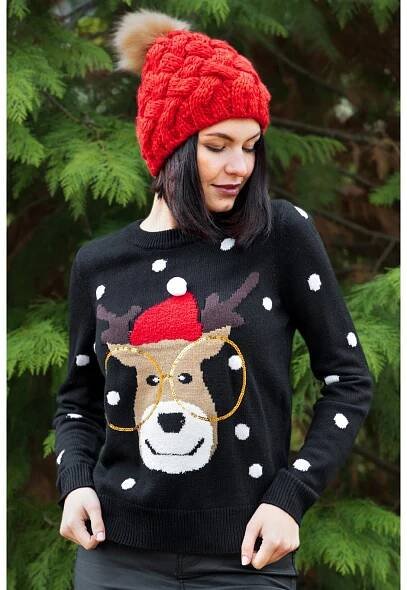 Vero Moda dámský vánoční svetr Tinsel černý - STORMfashion