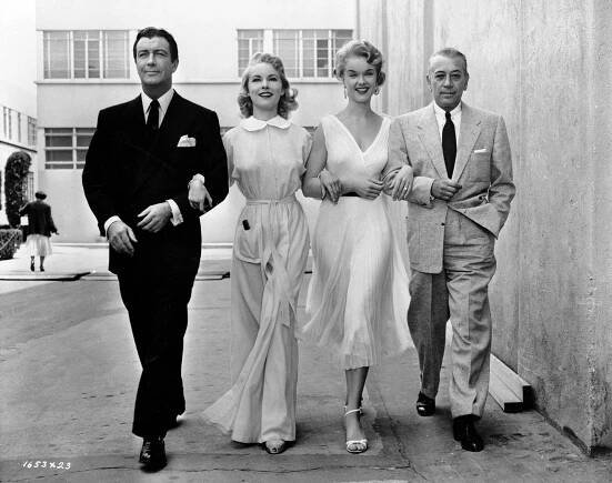 Robert Taylor, Janet Leigh, Anne Francis, George Raft - Drsnej polda - Z natáčení