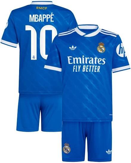 Real Madrid adidas Third Youthkit 2025-26 with Mbappé 10 printing