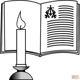 Svíčka a bible omalovánka | Omalovánky k Vytisknutí Zdarma