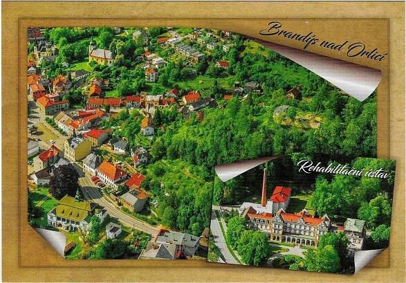 město Brandýs nad Orlicí - letecký pohled  - Pohlednice místopis