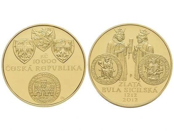 10000 Kč 2012 - Zlatá bula sicilská, PROOF, 1oz - Numismatika