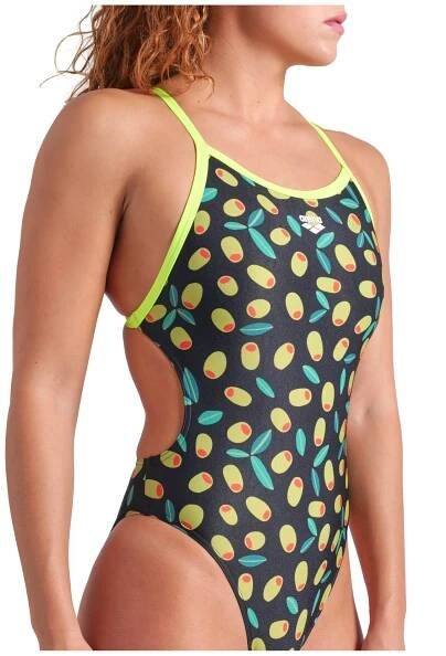 Dámské plavky arena Performance Funny Prints Collection Olives Criss Cross Back