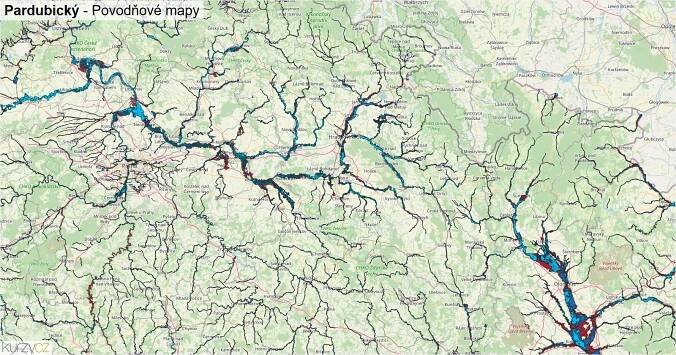 Povodňové mapy Pardubický - mapa stoleté vody | Kurzy.cz