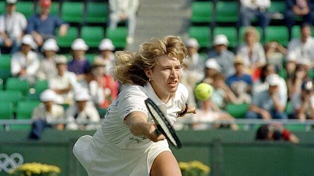 Steffi Grafová ve finále olympijského turnaje 1988 v Soulu.