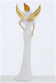 Anděl - bílá peříčka se zlatými křídly 40cm - KřídlAndělů