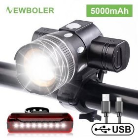 2400/5200mAh Bicycle Light 3 LED Digital Display L2 T6 Bike Front Light USB Chargeable Cycling Headlight as Power Bank