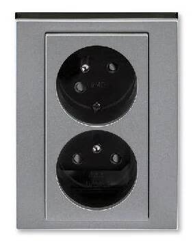 ABB LEVIT Dvojzásuvka 5513H-C02357 69 s clonkami, s natočenou dutinou, IP40, ocelová/kouřová černá 5513H-C02357 69