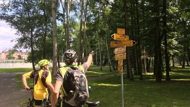 Cyklistický rozcestník ve Františkových Lázních | foto: Jana Strejčková,  Český rozhlas