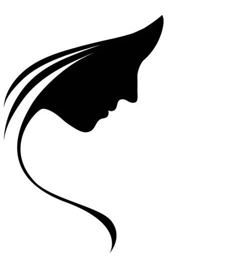 Ragazza faccia silhouette. Bellezza femminile. Simbolo per un salone di bellezza. Illustrazione in bianco e nero — Immagini Stock