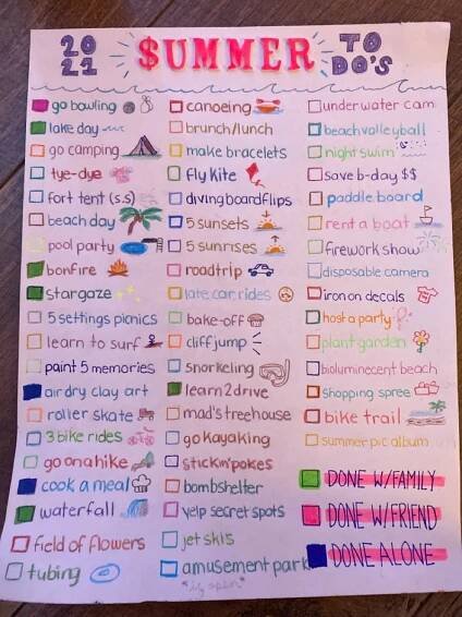 Summer bucket list
