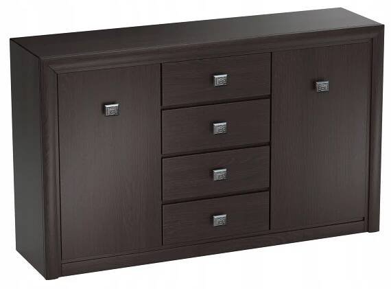 Komoda skříňka dvířka, zásuvky do obývacího pokoje a ložnice černá wenge 150 cm KOEN