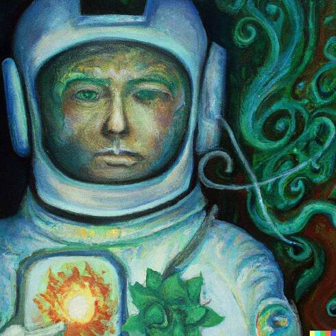 an astronaut, painting by Amanda Sage