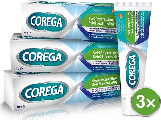 Corega Fixační krém pro zubní náhradu svěží extra silný 3x 40 g od 161 Kč