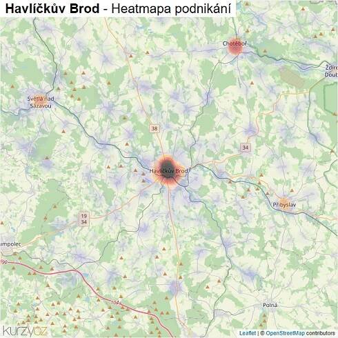 Mapa Havlíčkův Brod - Firmy v okrese.