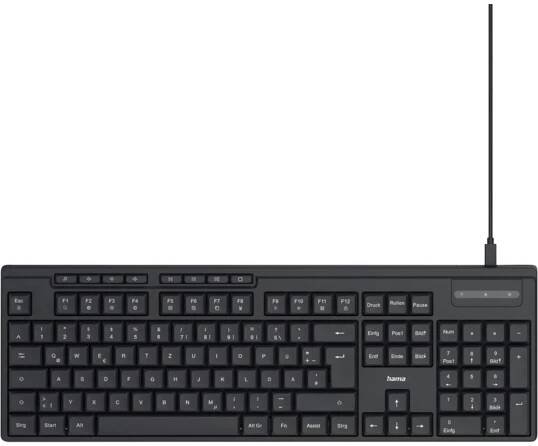 Hama CK-200 USB klávesnice německá, QWERTZ černá tlačítka multimédií