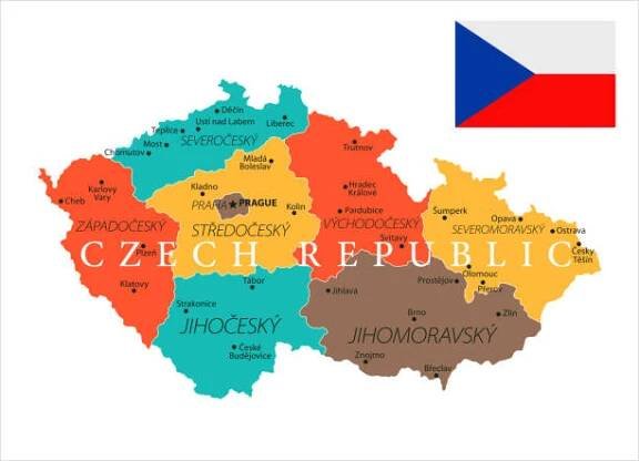 mapa české republiky - vektor - liberec stock ilustrace