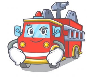 Uculoval fire truck znakové karikatury — Ilustrace