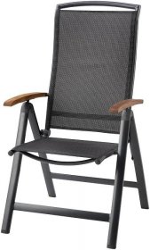 Mimi Polohovací Záhradní Židle - šedá/přírodní barvy, Moderní, kov/dřevo (60/116/70cm) - Modern Living