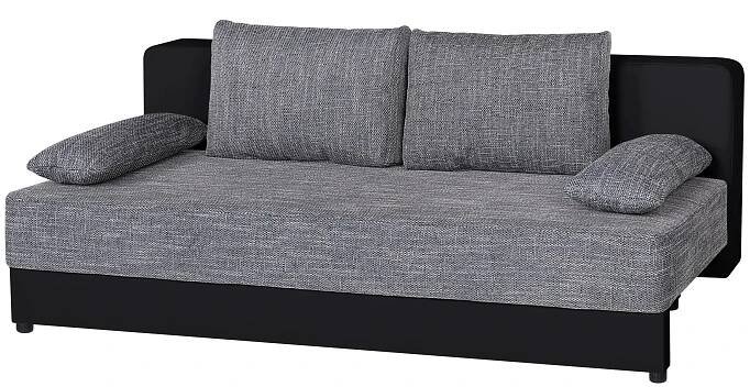 Pohovka LUCY, černá/šedá s lůžkem a úložným prostorem - šedá/černá, Design, kompozitní dřevo/textil (200/90/103cm)