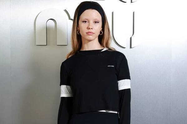 Mia Goth attends the Miu Miu Womenswear S/S 2024 show