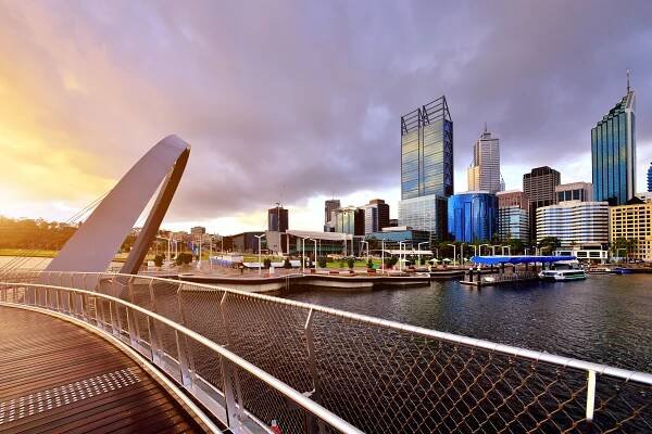 Perth Skyline, Západní Austrálie stock fotka
