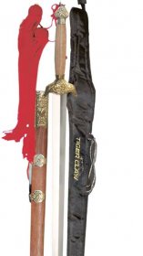 Two Handed Spring Steel Straight Sword + Case